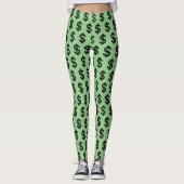 Leggings Signes de dollars vert et noir (Devant)