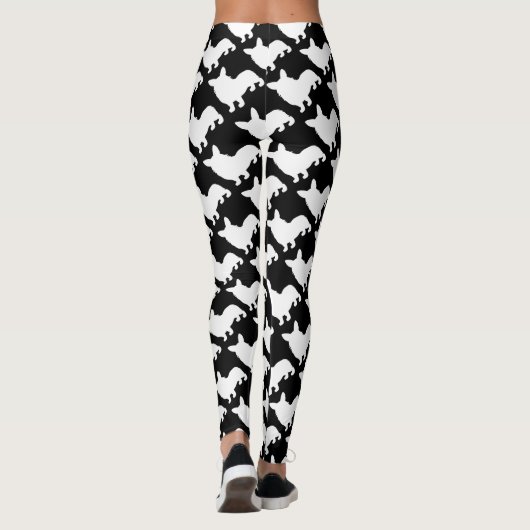 Leggings Silhouette blanche de corgi (Dos)
