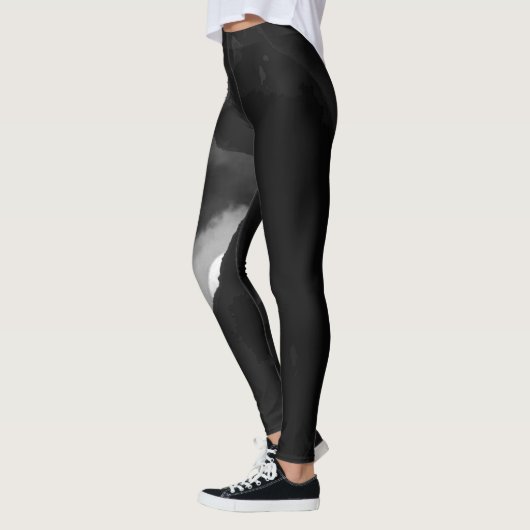 Leggings Silhouette de lune de chats noirs (Gauche)