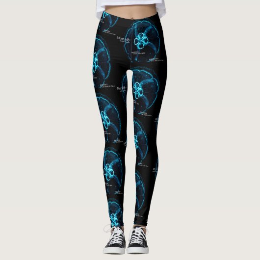 Leggings Silhouette de méduse brillante (Devant)