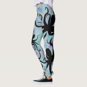 Leggings Silhouette de pieuvre de Lavande Aqua (Gauche)