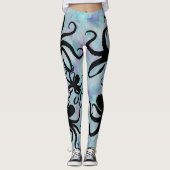 Leggings Silhouette de pieuvre de Lavande Aqua (Devant)