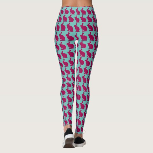 Leggings Silhouette pourpre faite sur commande de lapin (Dos)