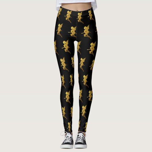 Leggings Silhouettes de fées dorées (Devant)