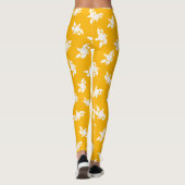 Leggings Silhouettes de Fleurs de Marigold blanc sur Jaune  (Dos)