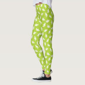 Leggings Silhouettes de Fleurs de Marigold blanc sur le ver (Gauche)