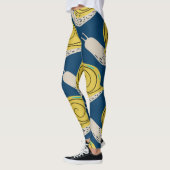 Leggings Silhouettes d'escargots : jaune, motif rose. (Gauche)