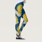 Leggings Silhouettes d'escargots : jaune, motif rose. (Droite)