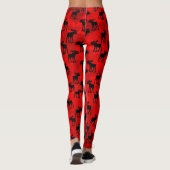 Leggings Silhouettes d'orignaux sur le rouge - guêtres (Dos)