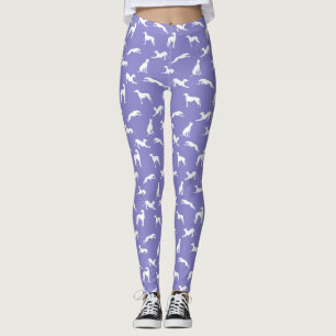 Leggings Silhouettes gris blanc sur violet