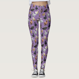 Leggings Silkie Bantam Poulets Faux Parties scintillant vio