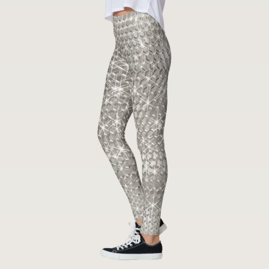 Leggings Silver Metal Parties scintillant unique étincelant (Gauche)