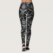 Leggings Silver Metallic Damask on Black (Dos)