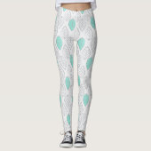 Leggings Silver & Turquoise Design chic & moderne feuille (Devant)