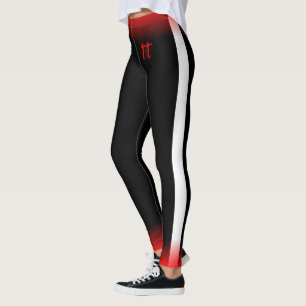Leggings Simple bande blanche sur le noir avec du rouge et