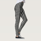Leggings Simple Classique Rayé Noir et Blanc Vertical (Droite)