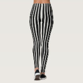 Leggings Simple Classique Rayé Noir et Blanc Vertical (Dos)