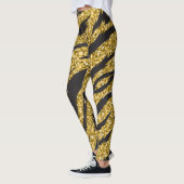 Leggings simple désert doré rayures de tigre motif moderne (Gauche)