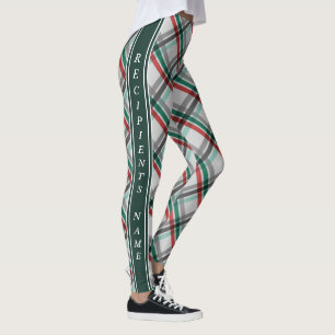 Leggings Simple élégant Noël Rouge Vert Plaid