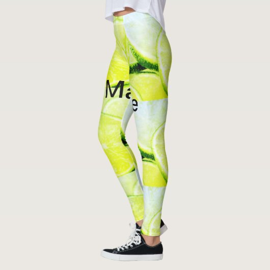 Leggings Simple jaune citron vert ajouter nom minimum perso (Gauche)