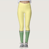 Leggings Simple Jaune clair et Asperges Vert Deux Tons (Devant)