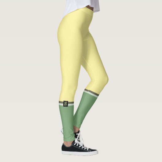 Leggings Simple Jaune clair et Asperges Vert Deux Tons (Droite)