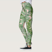 Leggings Simple moderne Pink Palm Leaf Tropical Floral (Gauche)