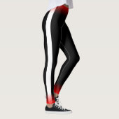 Leggings Simple Rayure Blanche sur Fond Noir avec Texte Rou (Droite)