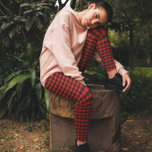 Leggings Simple rouge noir rustique Chic Buffalo Motif chèq