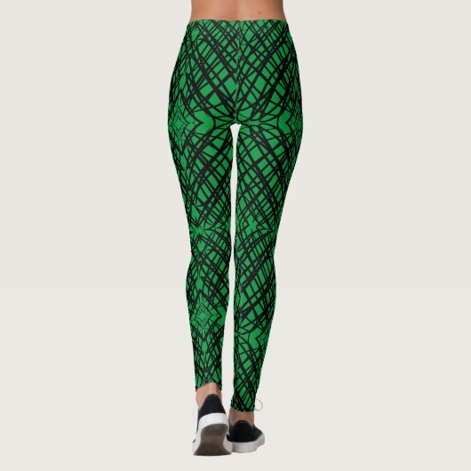 Leggings Simple Scribble | Carreaux miroir | Vert | (Dos)