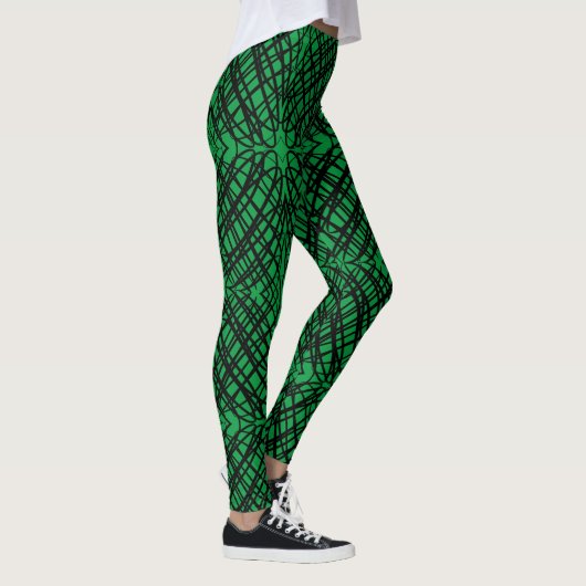 Leggings Simple Scribble | Carreaux miroir | Vert | (Droite)