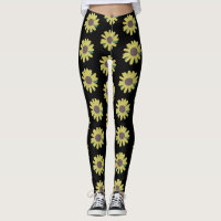 Simple Sunflower Botanical Yoga Motif Leging