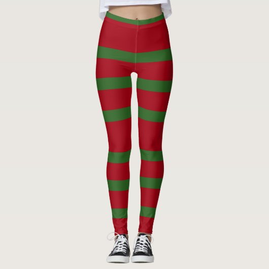 Leggings Simplement rouge et vert Joyeux motif de Noël (Devant)