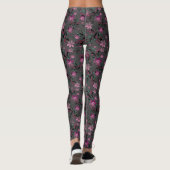 Leggings Simples abstrait rétro fleurs violet gris backgr (Dos)