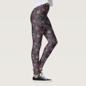 Leggings Simples abstrait rétro fleurs violet gris backgr (Droite)