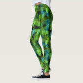 Leggings Simples hiver Noël vert vert cônes de pin bleu tr (Gauche)