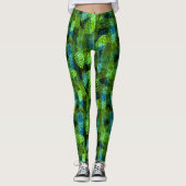 Leggings Simples hiver Noël vert vert cônes de pin bleu tr (Devant)