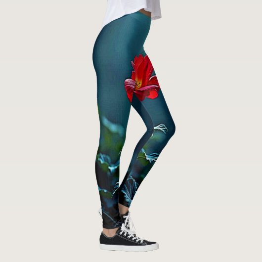 Leggings Single Red Bloom Focus Design (Droite)