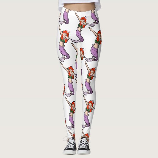 Leggings sirène à tête rouge (Devant)