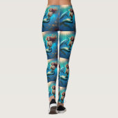 Leggings Sirène Angélique Nageant Avec Dauphins, (Dos)