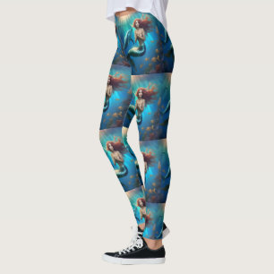 Leggings Sirène Angélique Nageant Avec Dauphins,