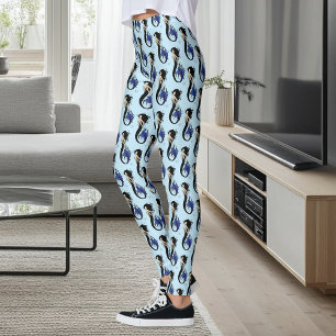 Leggings Sirène de Fantaisie Élégante Tribale Bleue