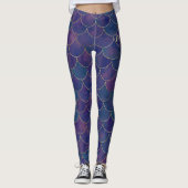 Leggings Sirène personnalisée violette foncée (Devant)