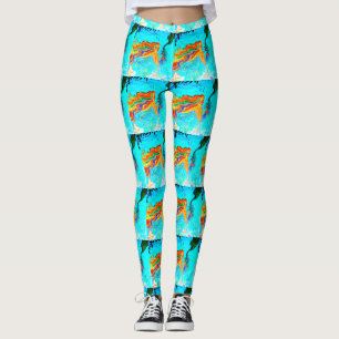 Leggings sirènes à cheveux arc-en-ciel bleu