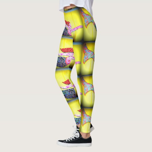 Leggings sirènes en mosaïque rose Thunder_Cove jaune (Gauche)