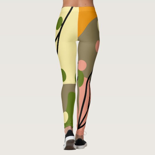 Leggings Sites abstraits intéressants avec feuilles (Dos)