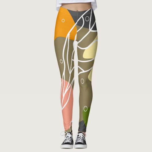 Leggings Sites abstraits intéressants avec feuilles (Devant)