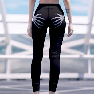 Leggings Skeleton main sur le boty drôle Halloween noir