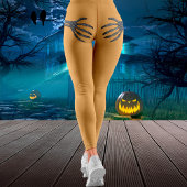 Leggings Skeleton main sur le boty drôle Halloween Orange