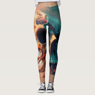 Leggings Skull on the beach